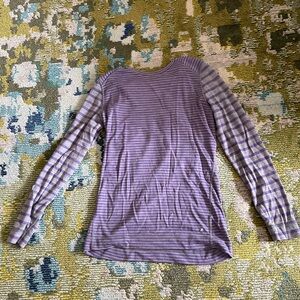 Smartwool Lavender and White Striped Long Sleeve Tee